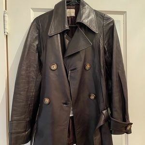 Celine Dark Brown Leather Trench Coat size S